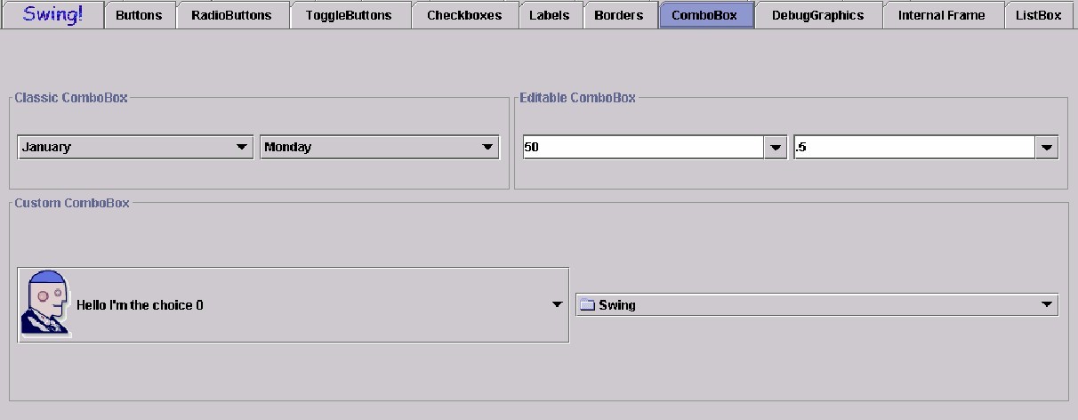 swing set combo box
